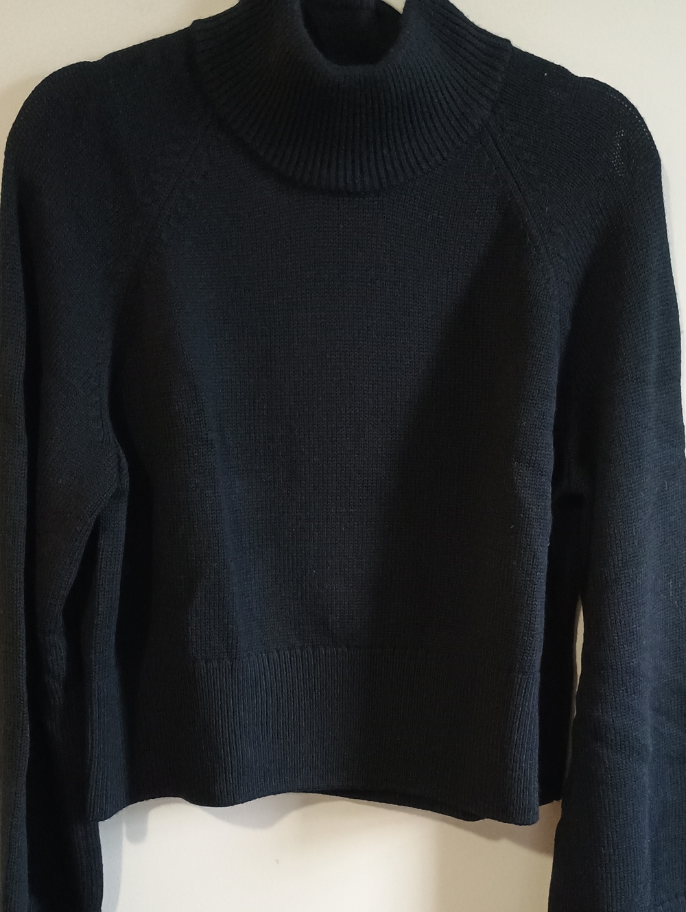 Quince Black Australian Merino Wool Wide Sleeve Crew Neck Sweater NWOTS Medium